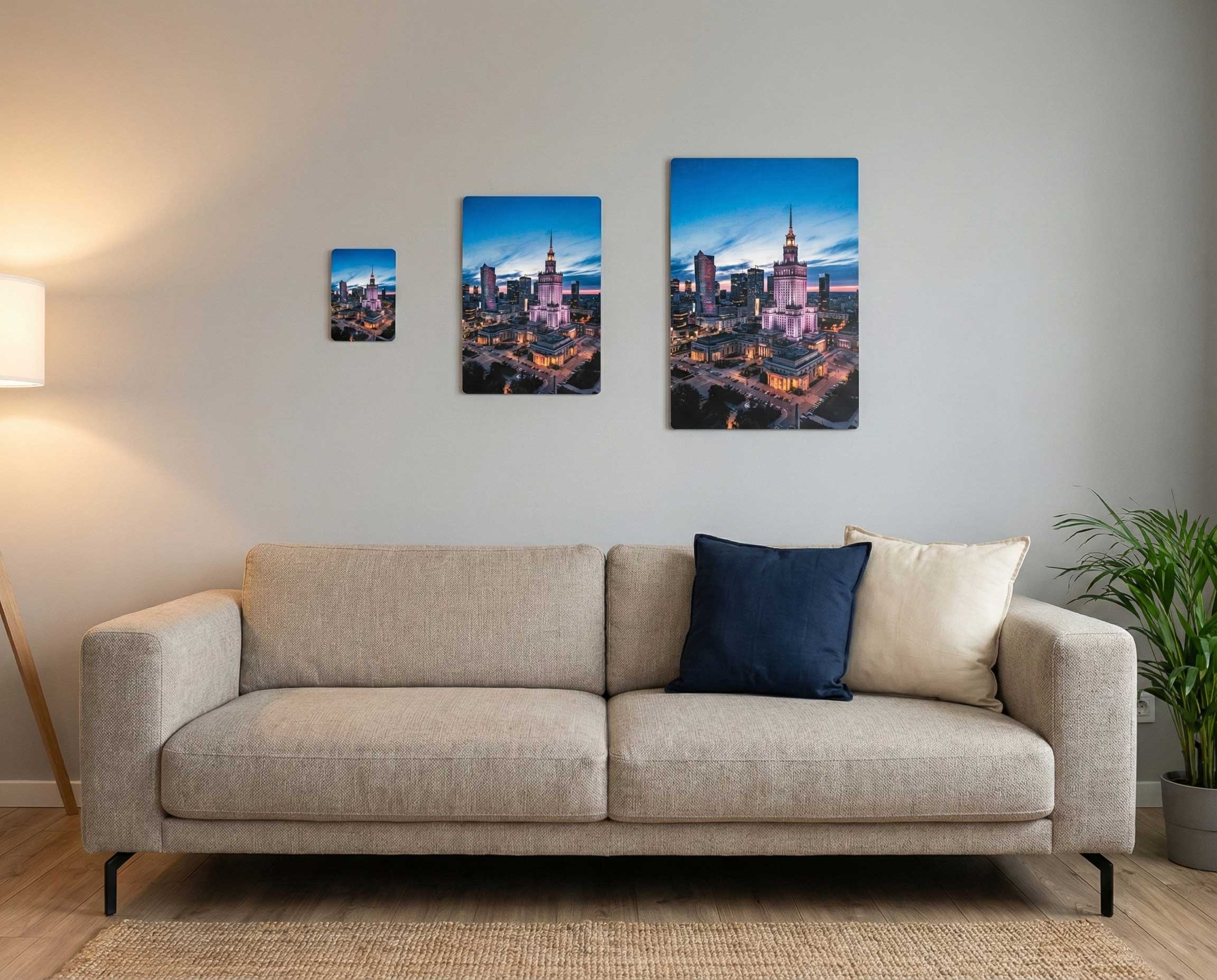 Bolot Studio metal print size comparison gallery wall – three formats side by side metal photo art